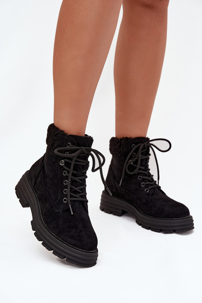 Bottes Trapery Isolées Pour Femmes À Lacets Noires Lyrinne