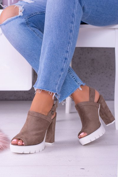 Lu Boo Suede Stiletto Sandals Kaki emare