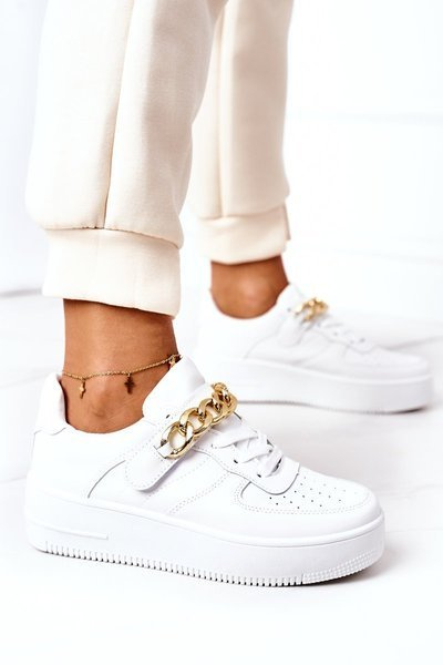 Sportliche Turnschuhe Schuhe mit Kette Weiß One Chance