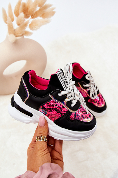 Pantofi sport din piele Snakkingkin Black Gabbie