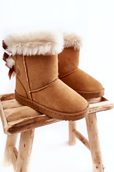 Bottes de neige isolées pour enfants avec nœuds Beige Funky