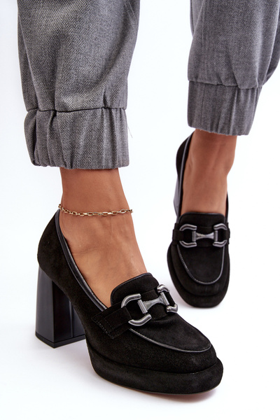 Escarpins En Cuir Sur Talon Massif Laura Messi 2706 Noir
