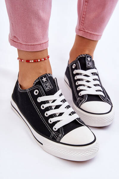 Baskets classiques pour femmes noires et blanches Ecoma