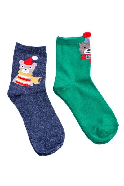 Chaussettes Femme Noël Lot de Deux Bleu Marine