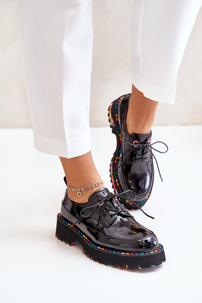 Chaussures à Lacets Laquées Femme Noir Artiker 55C0497