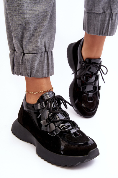 Chaussures de Sport Femme Cuir Laqué M01/2 Zazoo Noir