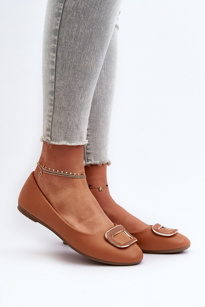 Ballerines avec décoration en cuir écologique Camel Enicoria