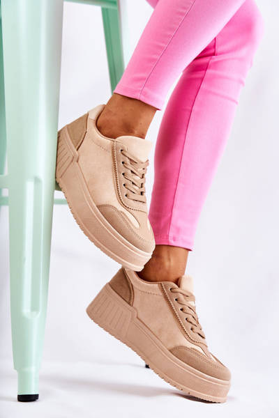 Chaussures de sport en daim pour femmes beiges Segurro