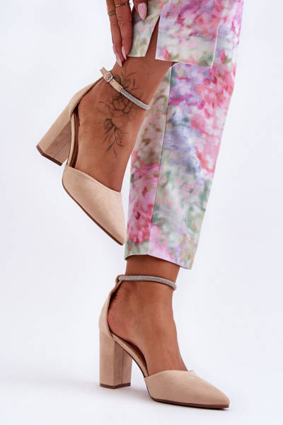 Samt-Pumps Mit Zirkonien Beige Diamond