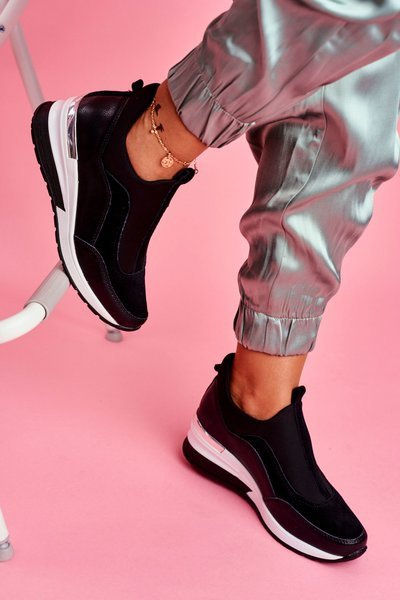 Sportliche Damen Slip-on Lederschuhe Schwarz 20-7769 Join Us