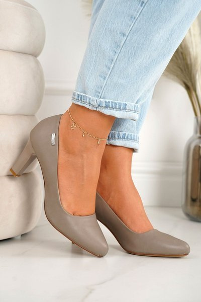 Escarpins classiques pour femmes sur un talon bloc Cappuccino Eleanor
