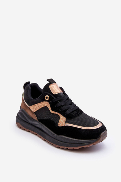 Fashionable Leather Women's Sports Shoes Black Calarene