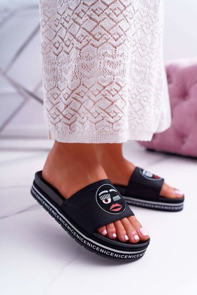Női platform papucs S.Barski 802-10 fekete