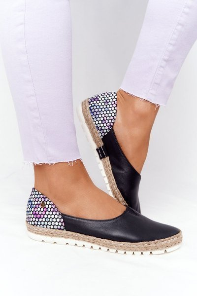 Femei Ballerinas din piele Maciejka 05056-01 Negru