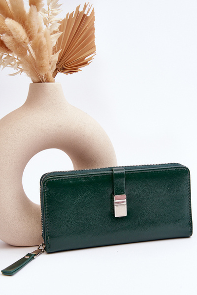 Damen Lackbrieftasche mit Magnet dunkelgrün Bielia