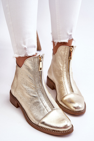 Zazoo 2785 Bottes en cuir avec fermeture éclair Doré