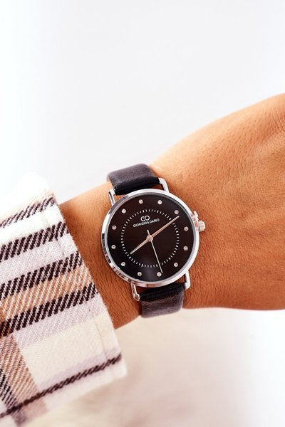 Montre sur bracelet en cuir Giorgio&Dario noir