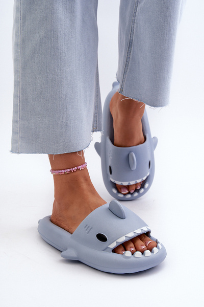 Damen Leichte Schaumstoff Flip-Flops mit Hai-Motiv Blau Kasila