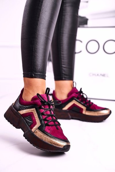 Baskets Brogues Femme Cuir Maciejka Bordeaux 04731-23