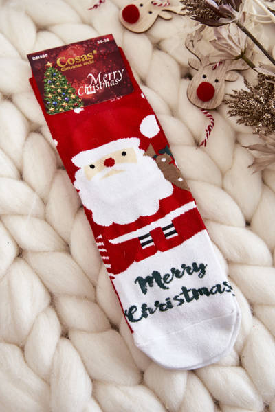Chaussettes de Noël pour femmes Père Noël avec cadeaux Cosas Rouge