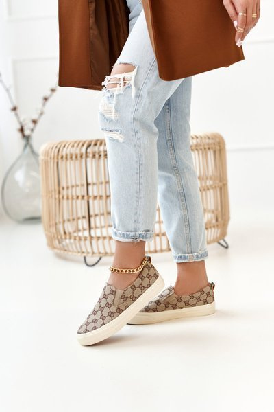 Baskets Slip-On Femme Kaki Challenge
