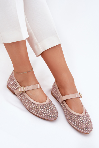 Ballerines Femme Décorées Avec Sangle Et Boucle Beige Avirae