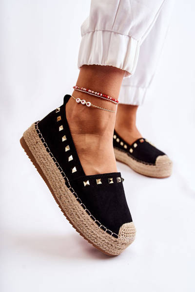 Női espadrillák szegecsekkel Fekete Laross