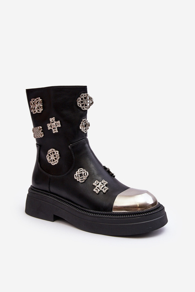 Bottes Isolées Doublées En Cuir Avec Décorations D&A MR870-14A Noir