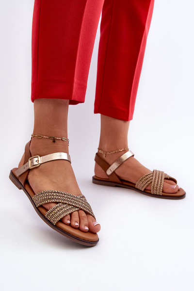 Flache Damensandalen S.Barski MY923 Braun