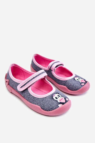 Gyermek balerina papucs Befado Panda 114X506 szürke-rózsaszín