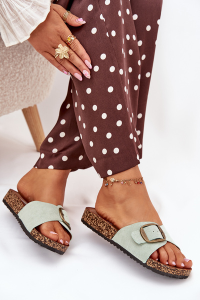 Damen Sandalen mit Schnalle auf Korkplattform mint Zavira