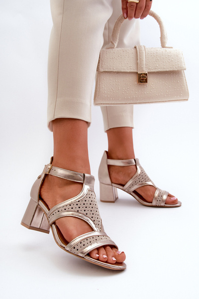 Moteriški odiniai sandalai su kulnu Maciejka 06459-25 Beige-Gold