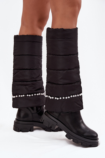 Bottes d'hiver pour femmes isolées avec perles Noires Irvette