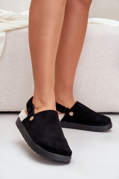 Chaussons Pour Femmes Sur Semelle Épaisse Avec Fourrure Et Boucle Linneola Noir