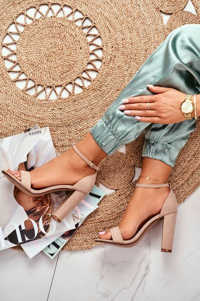 Sandale de stiletto pentru femei Suede bege anastasie