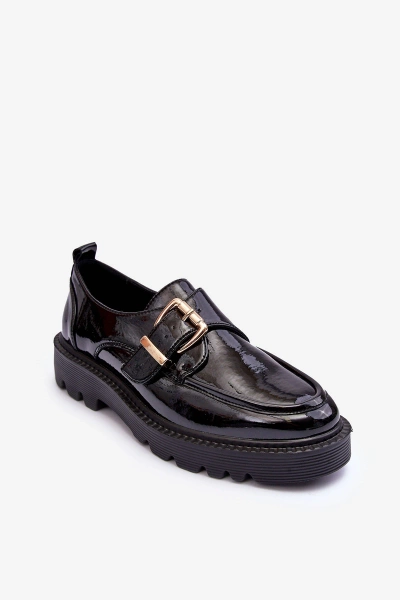 Patent Leather Flats with Buckle Black Meara