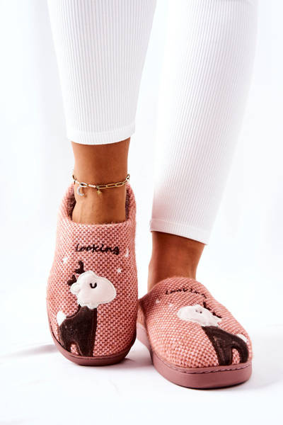 Reindeer Warming Slippers Dark Pink Jilly