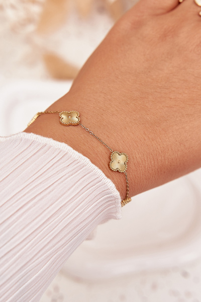 Bracelet Made of Stainless Steel with Gold Flowers