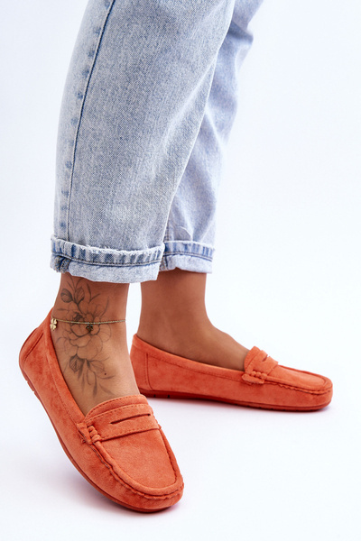 Damen Wildleder Mokassins Orange Lenvie
