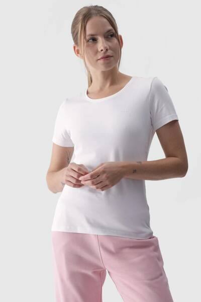 Tricou Femeiesc Neted Cu Logo Alb 4F 4FWMM00TTSHF1845-10S