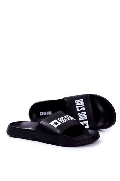 Claquettes classiques pour hommes Big Star en cuir écologique noir GG174931