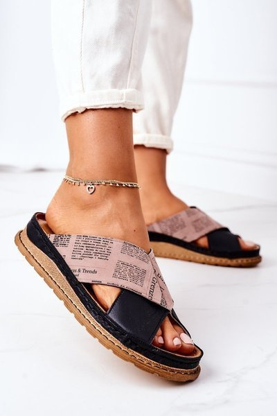 Konturierte Leder Flip Flops Maciejka 04986-01 Schwarz/Braun