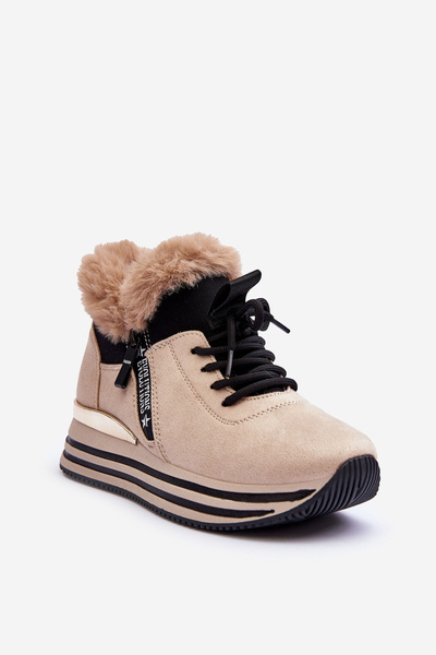 Chaussures de sport à plateforme en fourrure Beige Jamarie