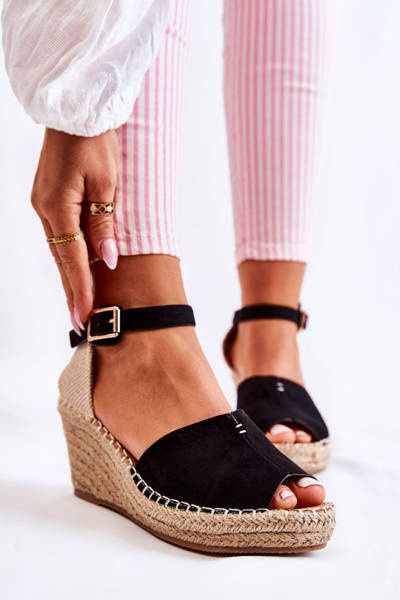 Kényelmes női szandál Wedge Black Dellián