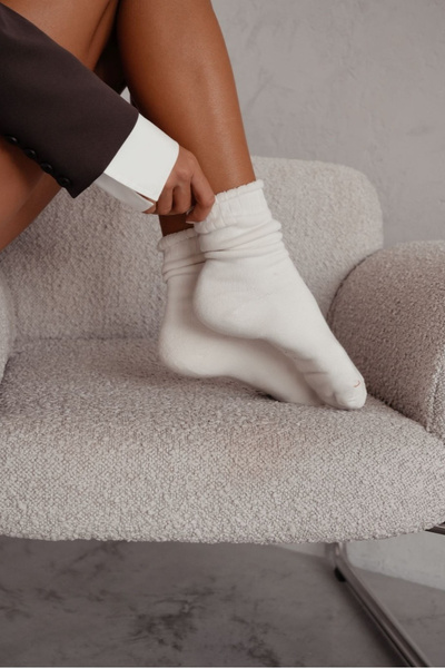 Damentricktsocken ohne Druck Frotte Ecru