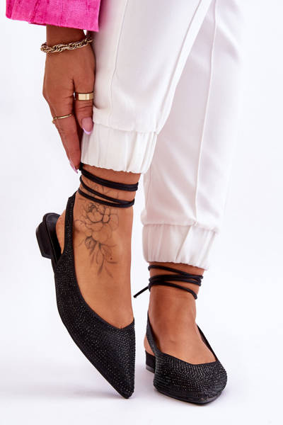Ballerines Nouées Avec Strass Noir Mavis