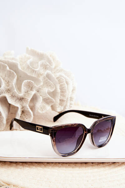 Lunettes de soleil pour femmes avec détails dorés UV400 marron