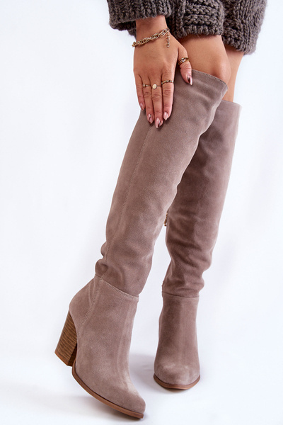 Overknee-Stiefel aus Wildleder für Damen Lewski 2833 Grau