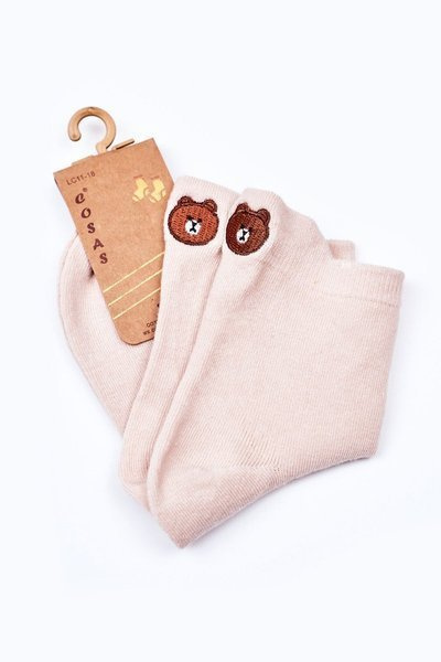 Chaussettes Fille En Coton Avec Ours En Peluche COSAS Beige