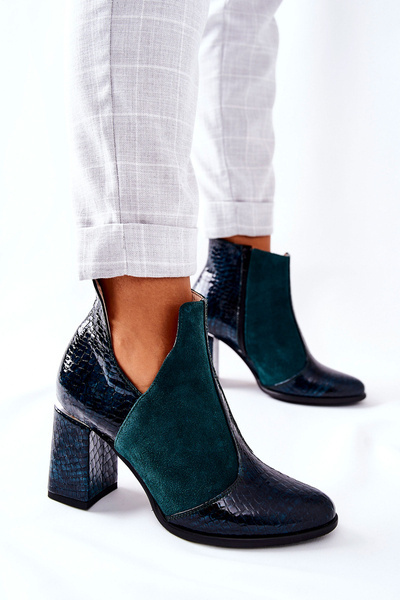 Women's Leather Stiletto Booties Green I Wish